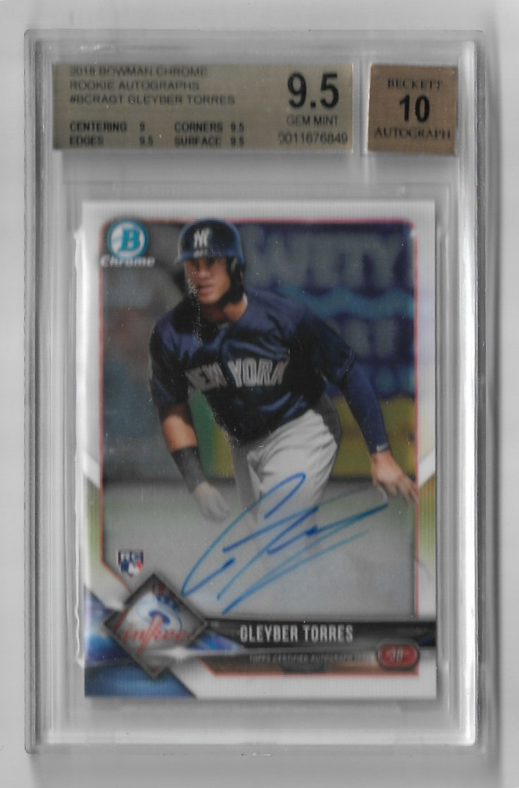 Gleyber Torres 2018 Bowman Chrome Rookie Auto Rookie Card BGS 9.5