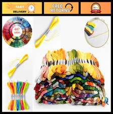 Rainbow Embroidery Floss Set - 447 Colors Cotton Threads for Cross Stitch, Brace