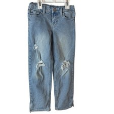 Gap Kids Jeans Size 7 Straight Light Wash Distressed Denim Pants Girls