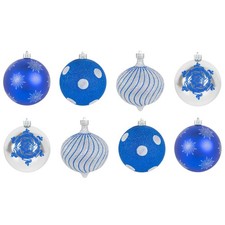 Christmas By Krebs Decorative Ball Ornament, 6 Inch, Blue  Silver Pack of 8 