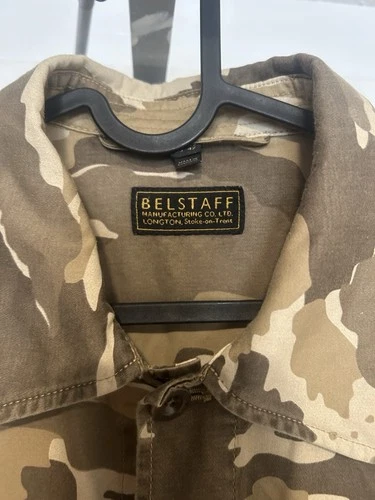 Belstaff Men’s Camouflage Cotton Twill Overshirt Jacket Button Front L Brown image 4