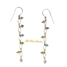 14K Yellow Gold-Filled Rainbow Glass Bead Hook Earrings