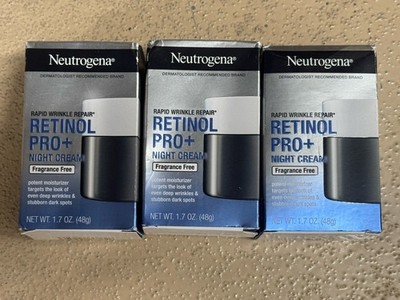 3x Lot Neutrogena Rapid Wrinkle Repair RETINOL PRO + NIGHT CREAM 1.7 FL Oz