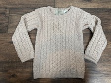 Aran Ireland 100 Merino Wool Handknit Irish Sweater NWT Kids Sz 6-7 Beige READ