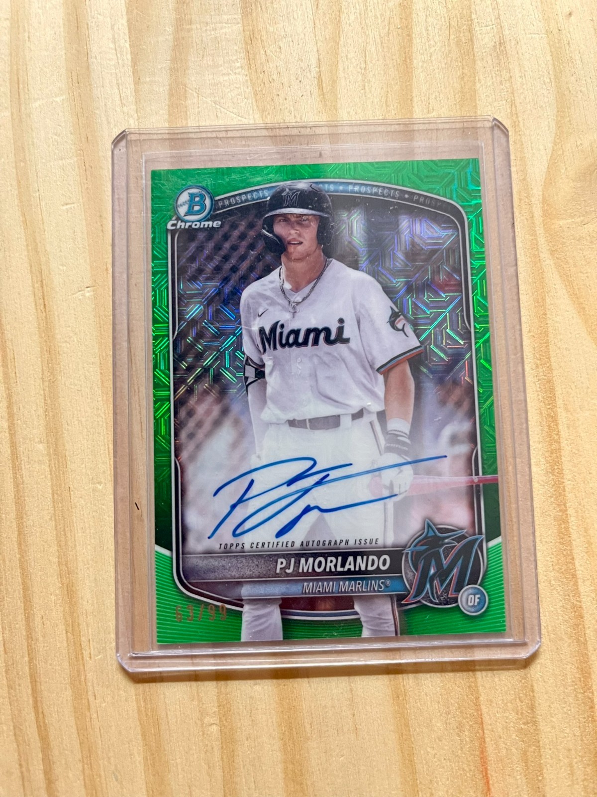 2025 Bowman Chrome PJ Morlando Green Mojo Auto /99 Marlins