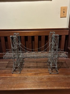 Vintage Brutalist Wire Brooklyn Bridge Sculpture