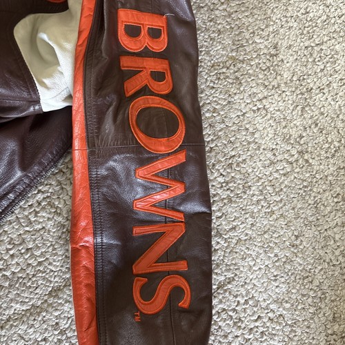 CLEVELAND BROWNS Carl BANKS LEATHER BOMBER JACKET MENS MEDIUM VINTAGE VGC QtBack - Picture 14 of 24