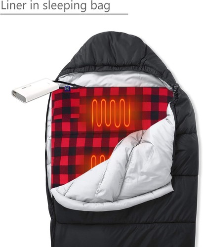 Heated Sleeping Bag pad, Heated Sleeping Bag Liner, 5 Heating Zones, Operated... - Picture 2 of 6