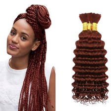  33 Reddish Brown Human Braiding Hair Copper Red Deep Wave Bulk 18 18 18 Inch...
