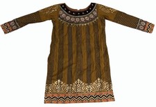 Embroidered Mustard Gold Festive Preowned Kurta - Men's Medium-Large - India