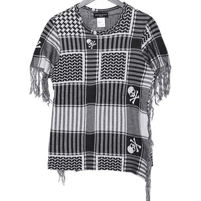 Mastermind Men Top Master Mind Layered Fringe T-Shirt Size S Black White Mu-Ts21