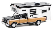 GREENLIGHT, DODGE Ram D-250 Royal SE nero 1990 con camper Winnebago sotto bli...