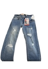 Levi's Slim Straight Kids Distressed Stretch Denim Jeans Blue Medium Wash