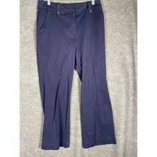 Talbots Wide Leg Pant Navy Blue High Waist Full Length Trousers 8P New