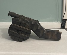 Antique Primitive Cast Iron Wood Toy Cannon