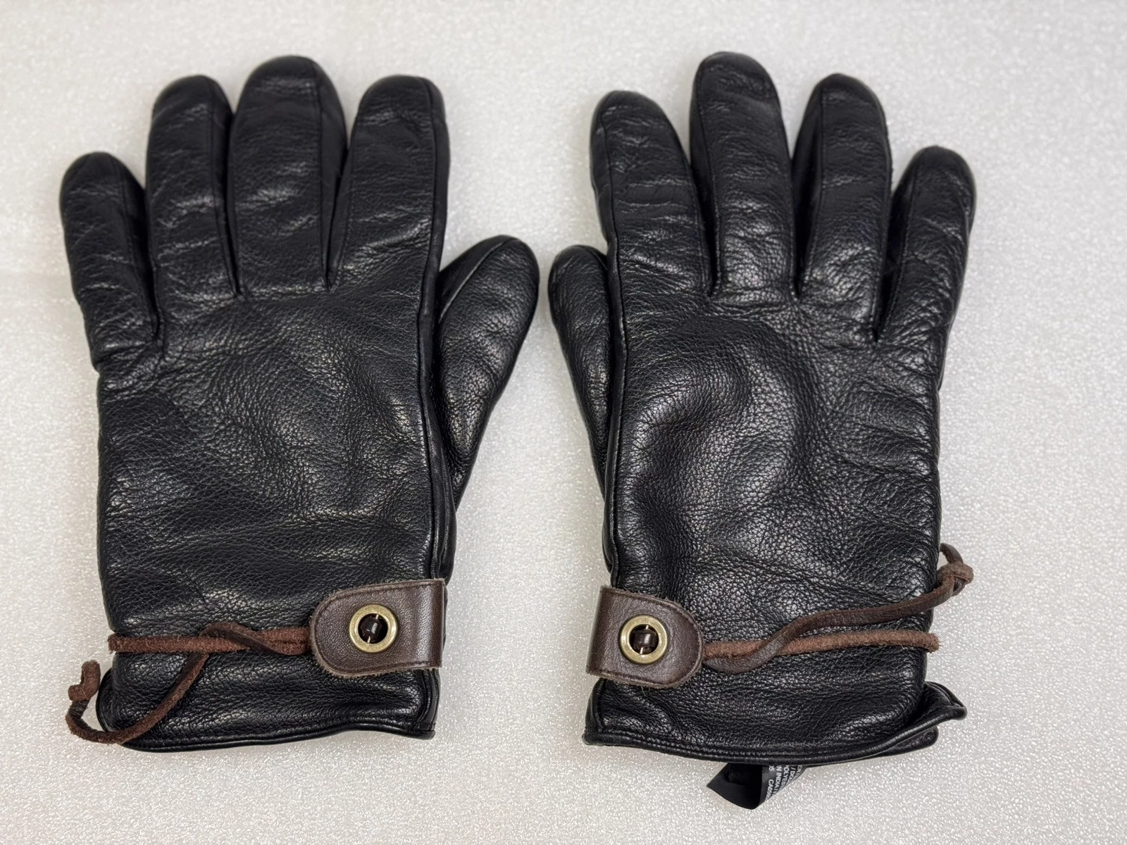 Saks Fifth Avenue Leather Lined Men's Gloves Black