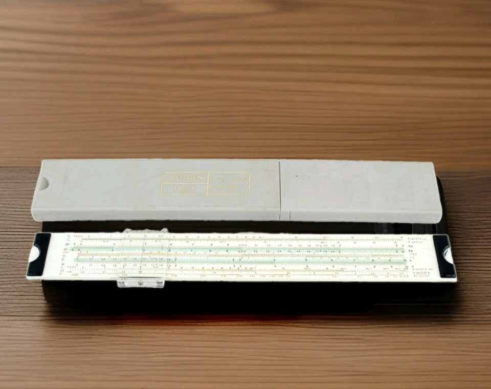 Dietzgen 1739-L Clear-Scale Duplex Slide Rule w/ Case Made in Germany Vintage