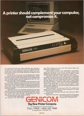 Genicom 3024 Vintage Printer Print Ad 1984 Personal Computing