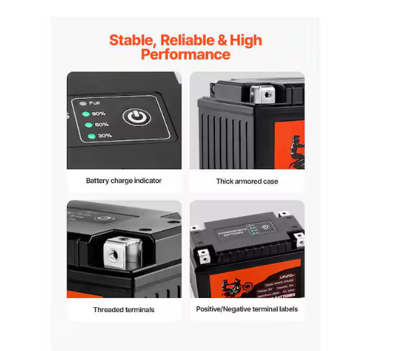 SKYSHALO 12V 4Ah LiFePO4 Motorcycle Lithium Battery Maintenance Free High Perfm