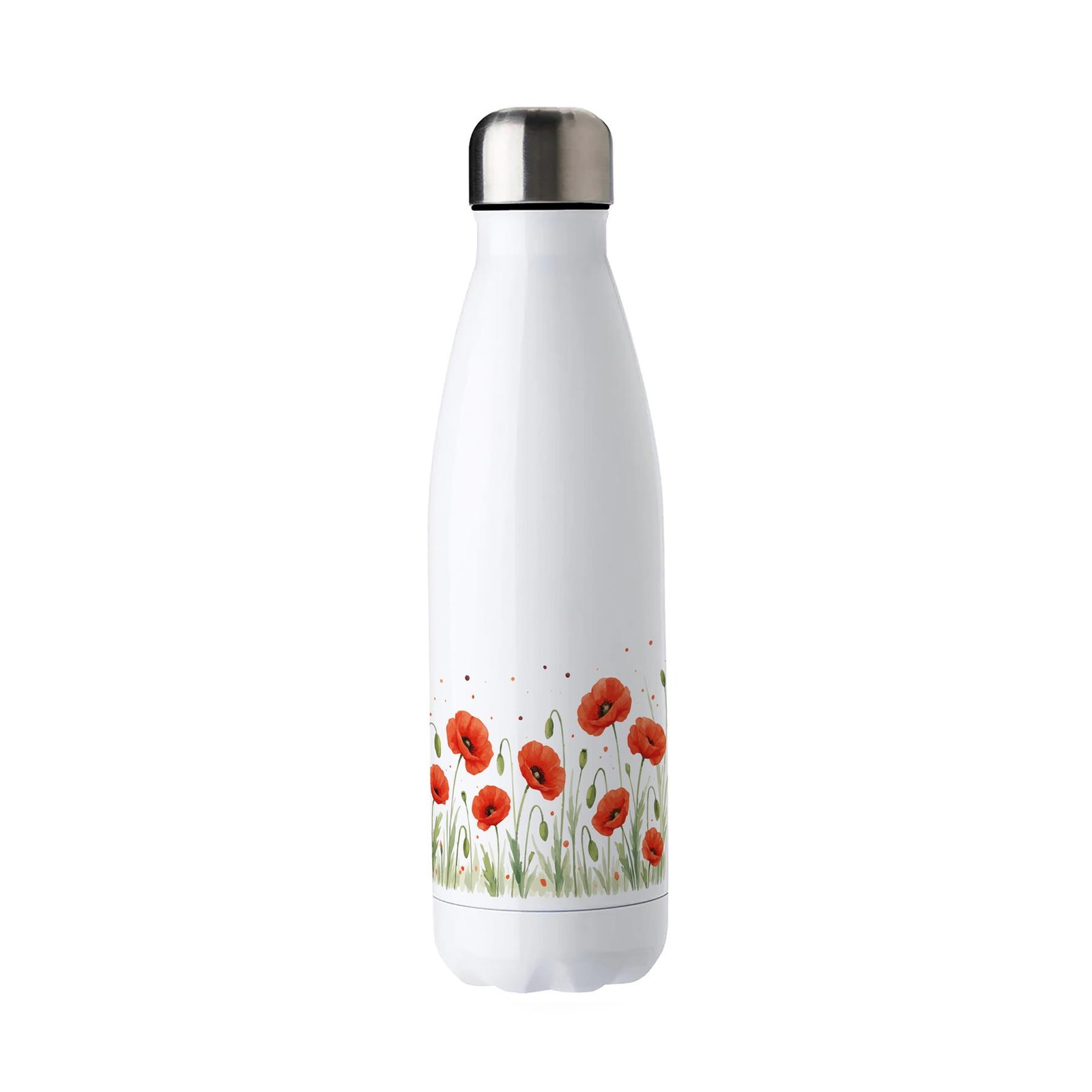 Summer Poppies Water Bottle - Reusable Double Walled 500ml Outdoor Bottle Gifts