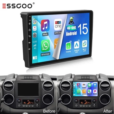 ESSGOO Radio de coche 4+64 GB CarPlay Android 15 para Citroen Berlingo Peugeot Partner 2008-17