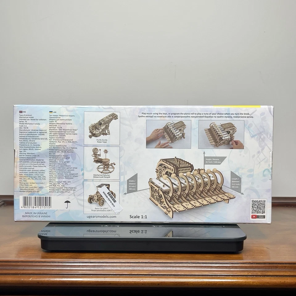 UGEARS Wooden 3D Puzzle Mechanical Model Kit - MECHANICAL CELESTA - Sealed NEW - Image 2 of 2