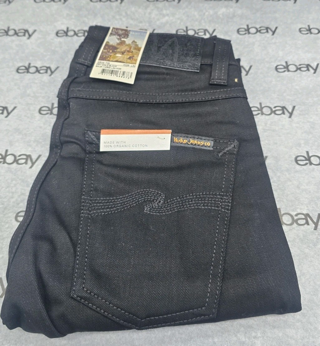 Nudie Jeans Men's Grim Tim Dry Cold Black W26 L34 112302 New With Tags.