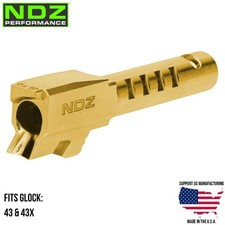 NDZ Glock 43 43X Ported Stainless Steel 3.41" Barrel Gold TiN PVD Cerberus