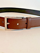 PRADA Saffiano Leather Belt Brown Silver Square Buckle Size 90/36 Men's 2C 2114