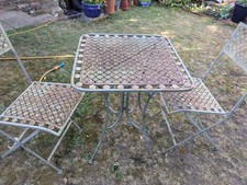 Vintage French Style Small Garden Table And Chairs ,2 FOOT SQUARE