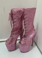 Brand New In Box Size 7 Hella Heels Pleaser Pole Heels Pink Glitter High Heels