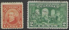 🍁Canada  #141/142  "CONFEDERATION 60th ANNIVERSARY"   Two Used 1927 Issues  (A)