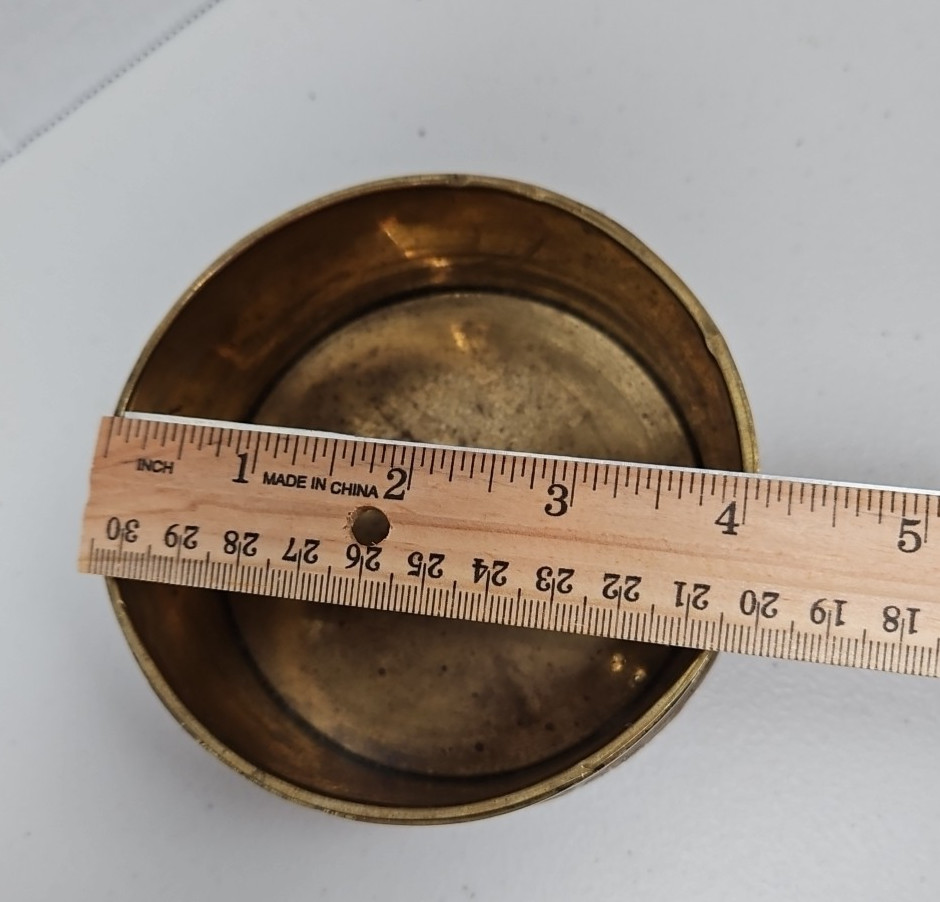 Vintage Brass and Mother Of Pearl Floral Design Trinket Box Dish