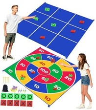 2-in-1 Giant Tic Tac Toe Bean Bag Toss Games, 4.5ft 4.5x4.5Ft Double Sided