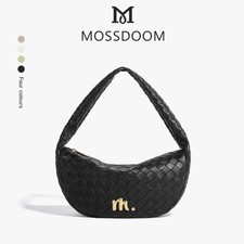 MOSSDOOM Fia Bag PU leather weave Shoulder For Women Korean Fashion Black