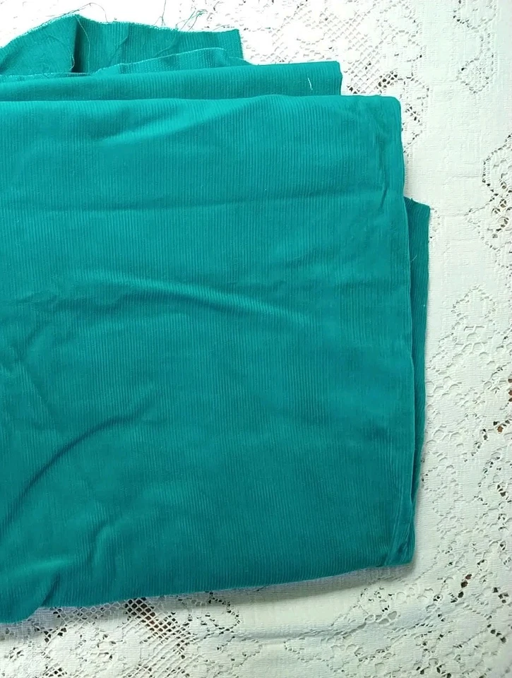 Bright Teal-Green Cotton Corduroy Fabric BTHY 18" x 47" Narrow-Medium Wale - Image 2 of 3