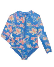 Wonder Nation Girls Long Sleeve Zip-Up Rash Guard 1PC Swimsuit Large 10-12