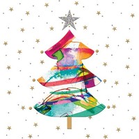 20 Servietten Glitter Tree Bunter Weihnachtsbaum Sterne Abstrakt Advent 33X33Cm