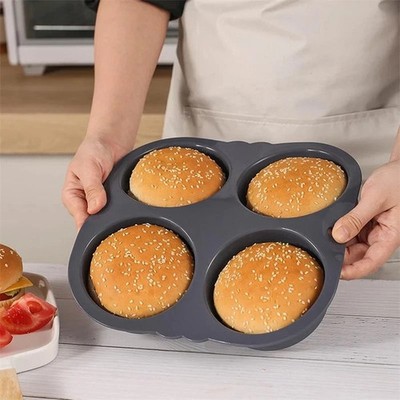 Silicone Hamburger Bun Baking Mold Nonstick Food Grade Bread Pan Bpa Free Trays