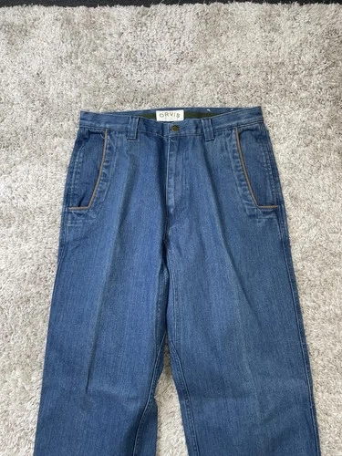 Orvis Pants Mens 32 Blue Denim Chino Zip Fly Welt Pockets Death Valley Dn image 3