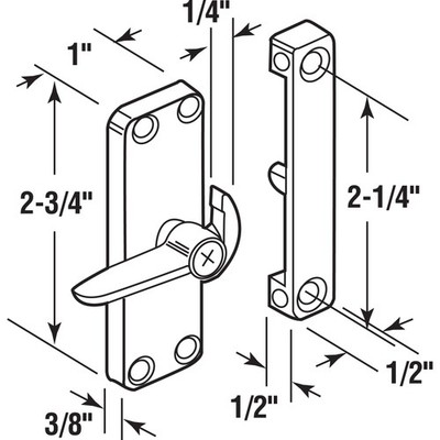 Black Patio Screen Door Pull Handle Latch – Surface Mount, Non-Handed, 4" X 1.78" Plastic Replacement