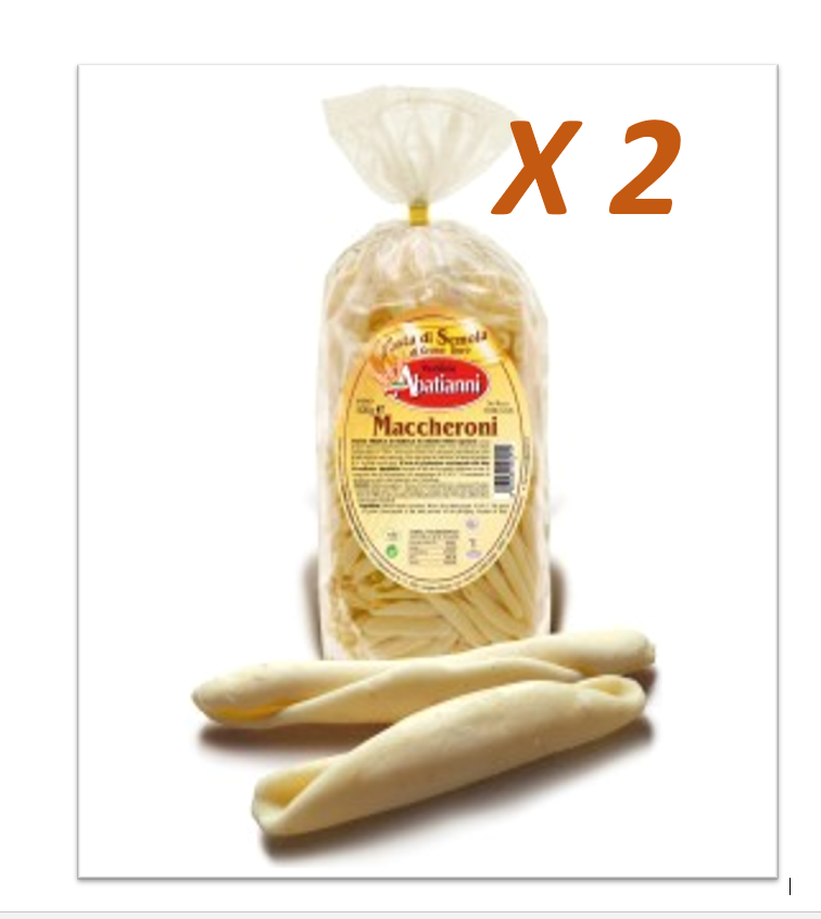 'Abatianni' 1 KG Macaroni Paste Durum Wheat Hardwood 100% Italian 500G X 2