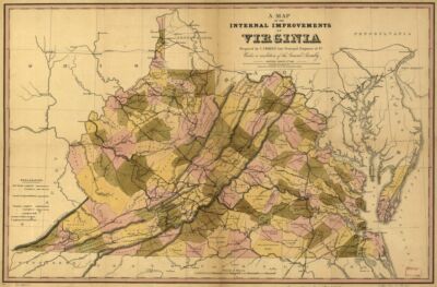 16'' x 24'' 1848 Map of Internal improvements of Virginia