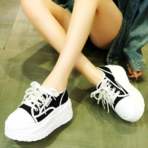 Zapatillas deportivas de moda con suela gruesa para mujer con cordones plataforma plana botas al tobillo zapatos informales - Imagen 3 de 20