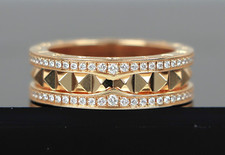 10,800 Bvlgari 18K Yellow Gold Bulgari B.Zero1 Diamond Studded Spiral Ring Band