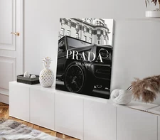 Fashion Jeep B&W Photograph Stretched Canvas 40x50cm Print