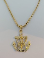 Colgante Ancla Chapado en Oro con Cadena Cuerda Dije de Ancla con Cadena Torsal