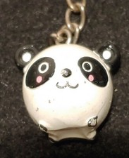RARE - VINTAGE - PANDA Bear Keychain - 1in Dia Head HAND PAINTED