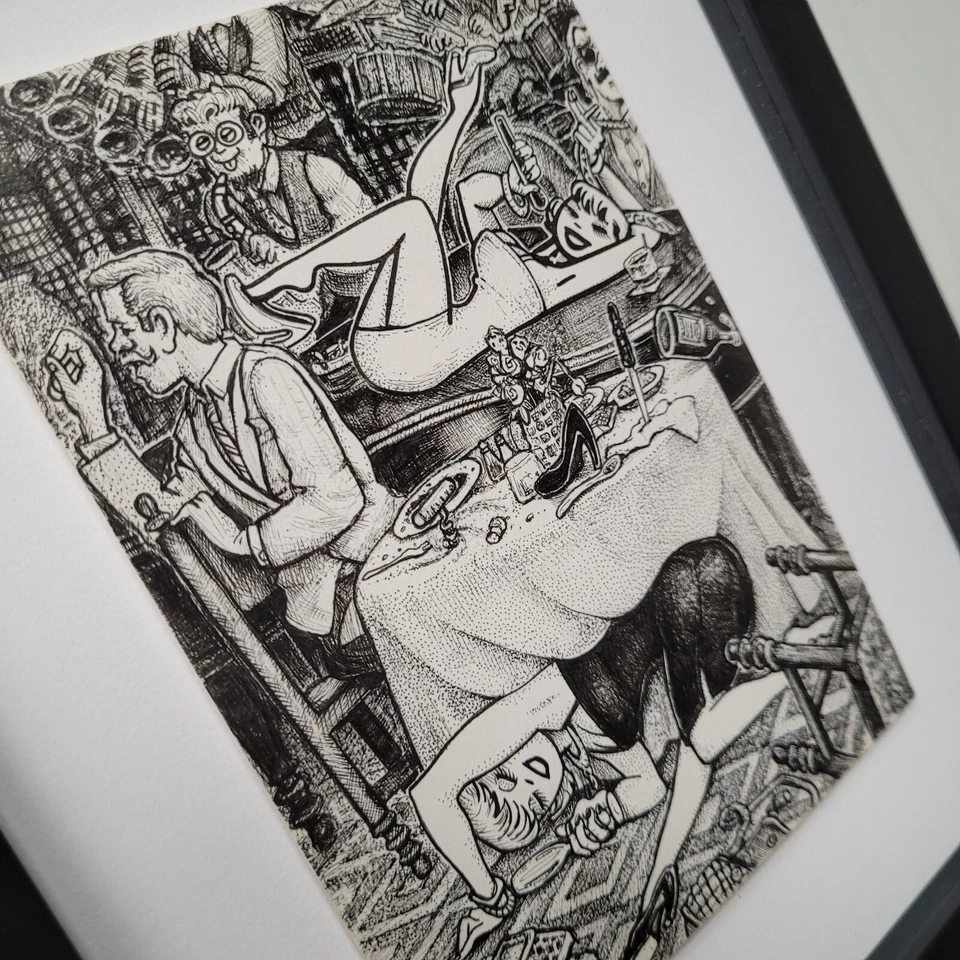 带框原始绘画检查,请! Ink on Paper 2018海报艺术花花公子流行 — 第 2/4 张图片