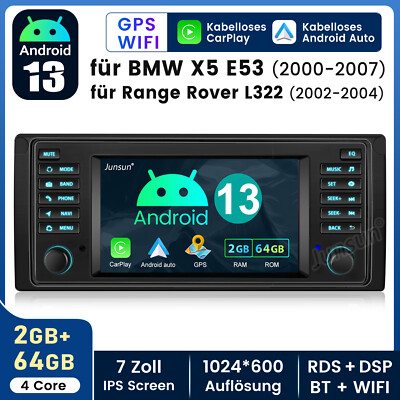 JUNSUN 4-Core 7'' IPS Android 13.0 Autoradio CARPLAY LTE GPS Navi DSP für BMW E53